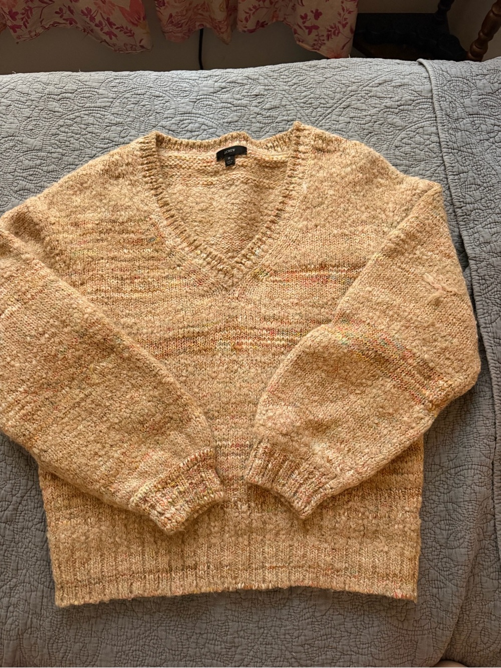 J. Crew Men’s V-Neck Sweater in Soft Peach Multitone